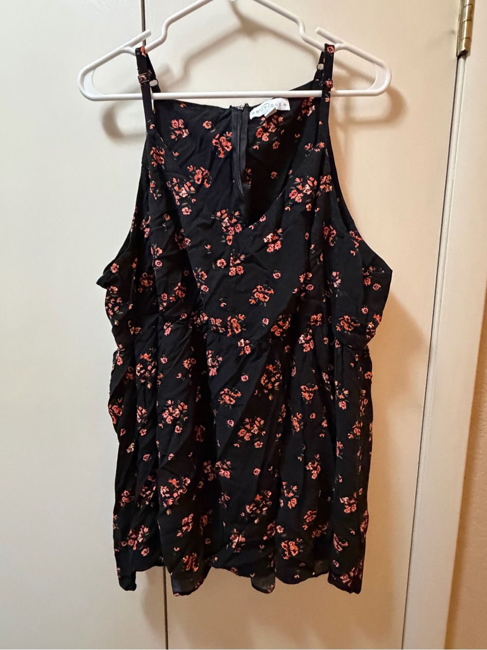 Boutique 9 Black Camisole with Coral Floral Print
